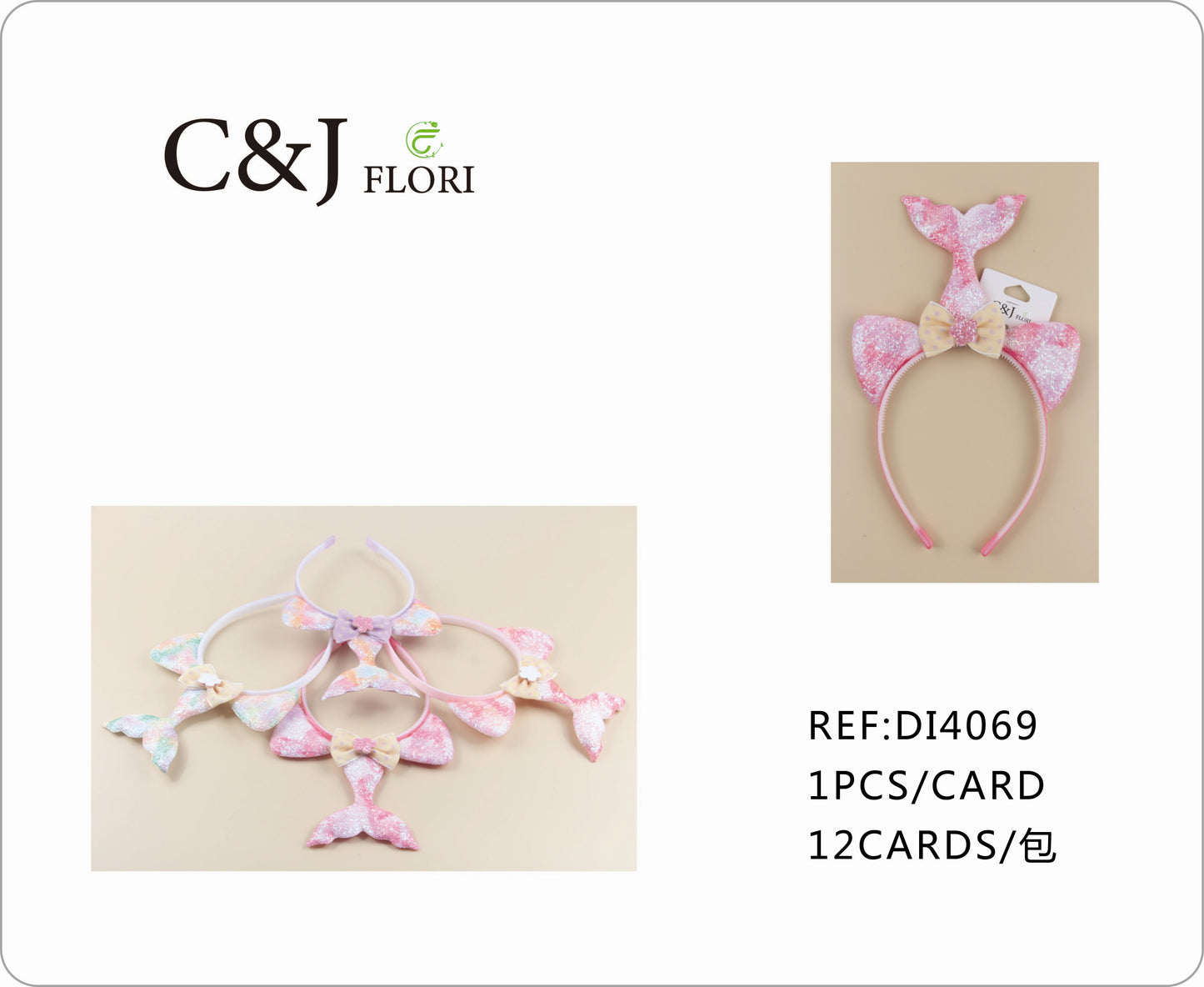 Docena Diadema Infantil para el Cabello Diseño de Aleta de Sirena en Variedad de Colores