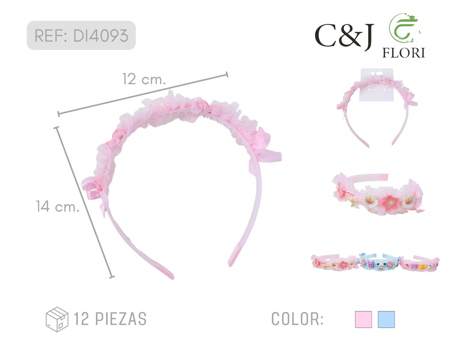 Docena Diademas para el Cabello de Tul con Charms