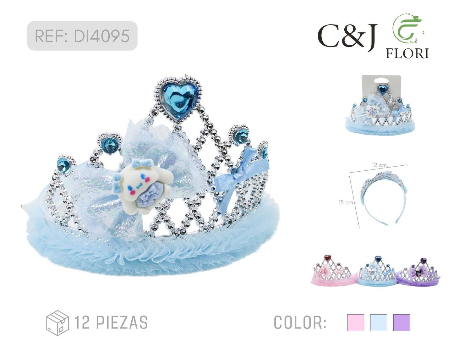 12 Coronas para el Pelo de Personajes Kawaii Detalles en Tul para Fiesta