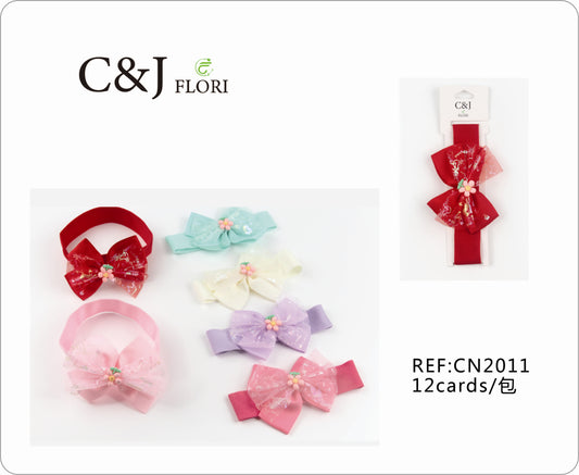 Docena Cinta Para Cabello De Moño Con Detalle de Charm de Flor Multicolor