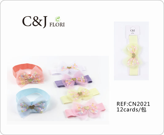 Docena de Cinta para el Cabello de Moño con Lentejuelas Multicolor