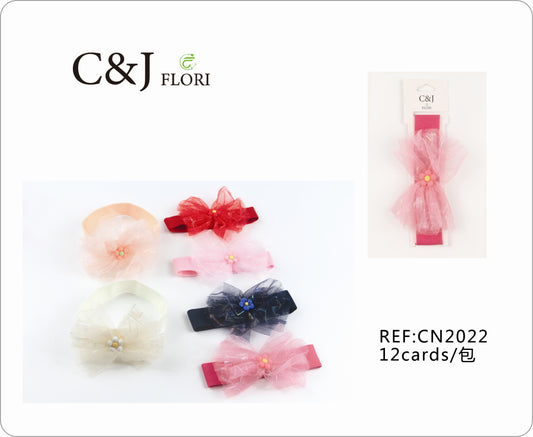 Docena Cinta Para Cabello De Moño de Tul y Detalle de Flor de Margarita Multicolor