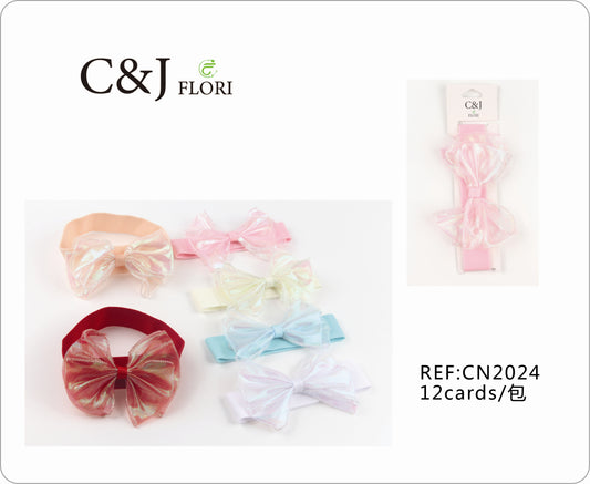 Docena Cinta Para el Cabello De Moño de Tul Tornasol Multicolor