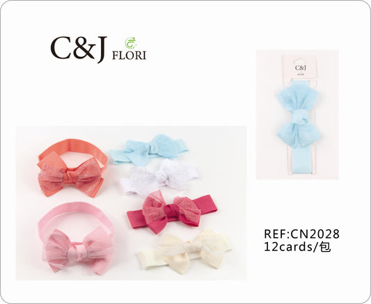 Docena Cinta para Cabello de Moño de Tul de Brillitos Multicolor