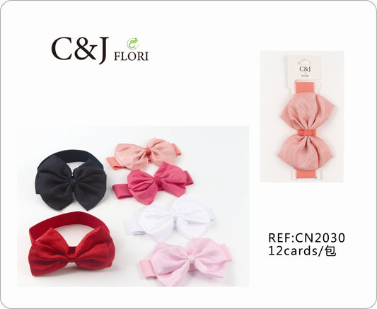 Docena Cinta para Cabello con Moño de Tela Corrugada Multicolor