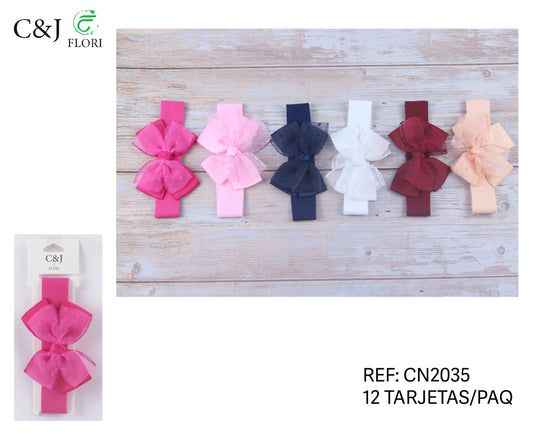 Docena Cinta para Cabello con Moño de Listón y Tul con Textura Multicolor