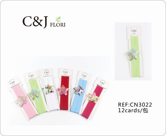 Docena de Cinta Doble Para el Cabello con Estrella Acolchonada de Lentejuelas Multicolor