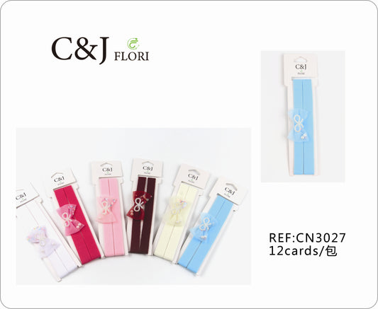 Docena de Cinta Doble para el Cabello con Moño de Micro Tul Adornado de Perlas de Fantasía y Estrellas Multicolor