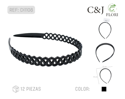 Paquete de 12 Diademas Diseño Trenzado Negro Para Damas Mujeres y Niñas Accesorios Para Cabello