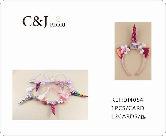 Set de 12 Diademas para el Cabello de Unicornio detalle de Flor Moño Para Fiesta Unitalla