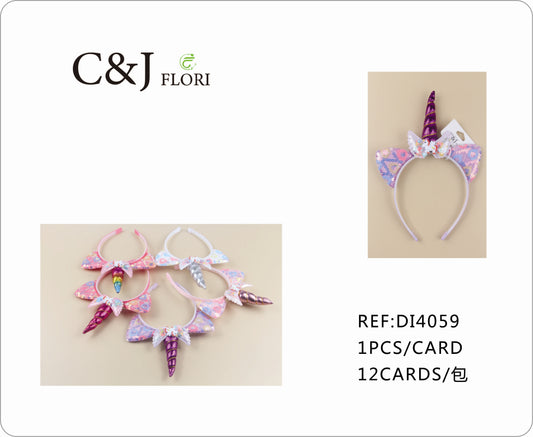 Set de 12 Diademas para el Cabello de Unicornio con Orejas de Lentejuelas para Fiesta Unitalla