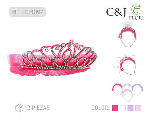 12 Coronas Infantil con Detalles e Tul en Variedad de Colores