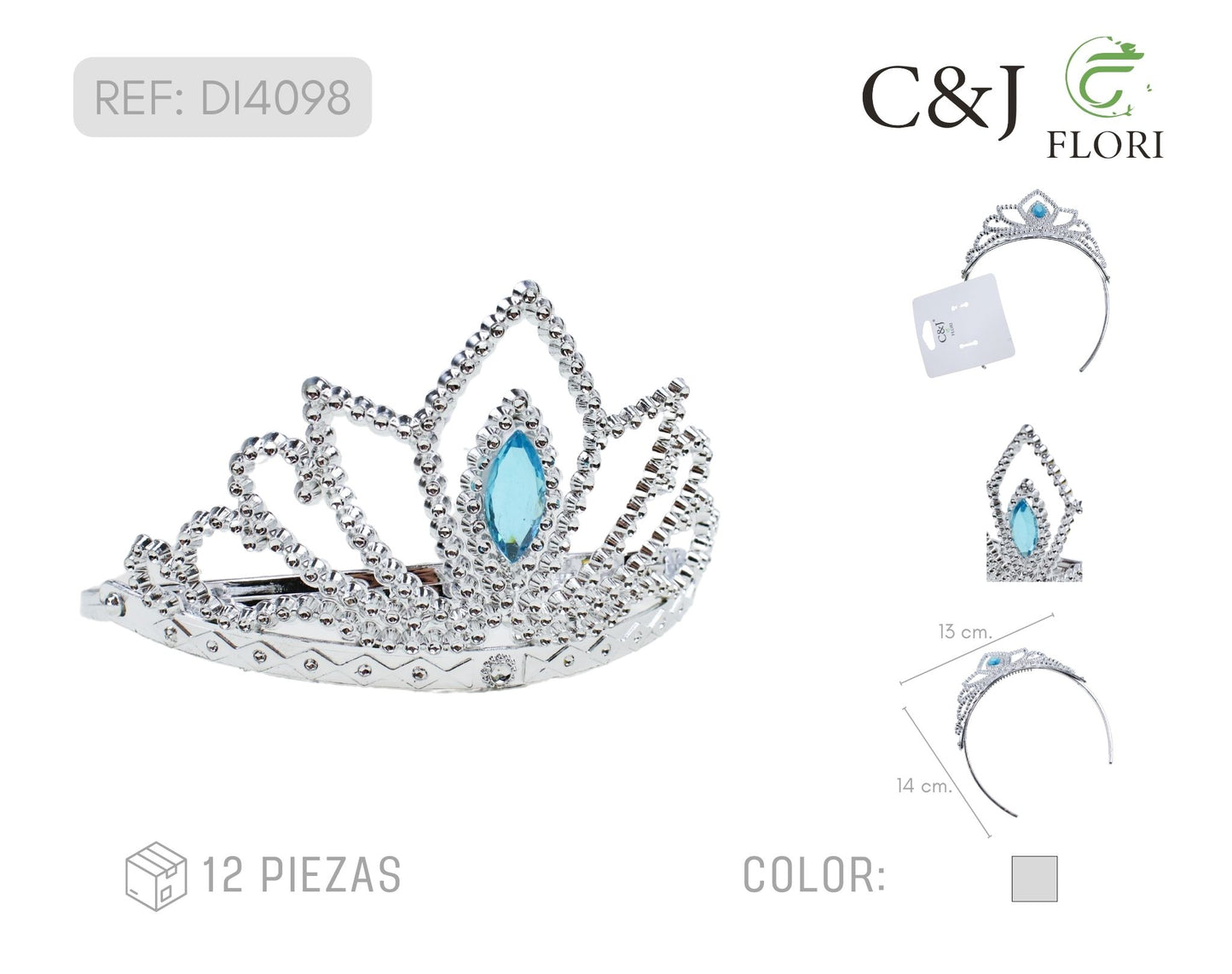 Docena de Corona Infantil de Princesa con Pedrería de Fantasía