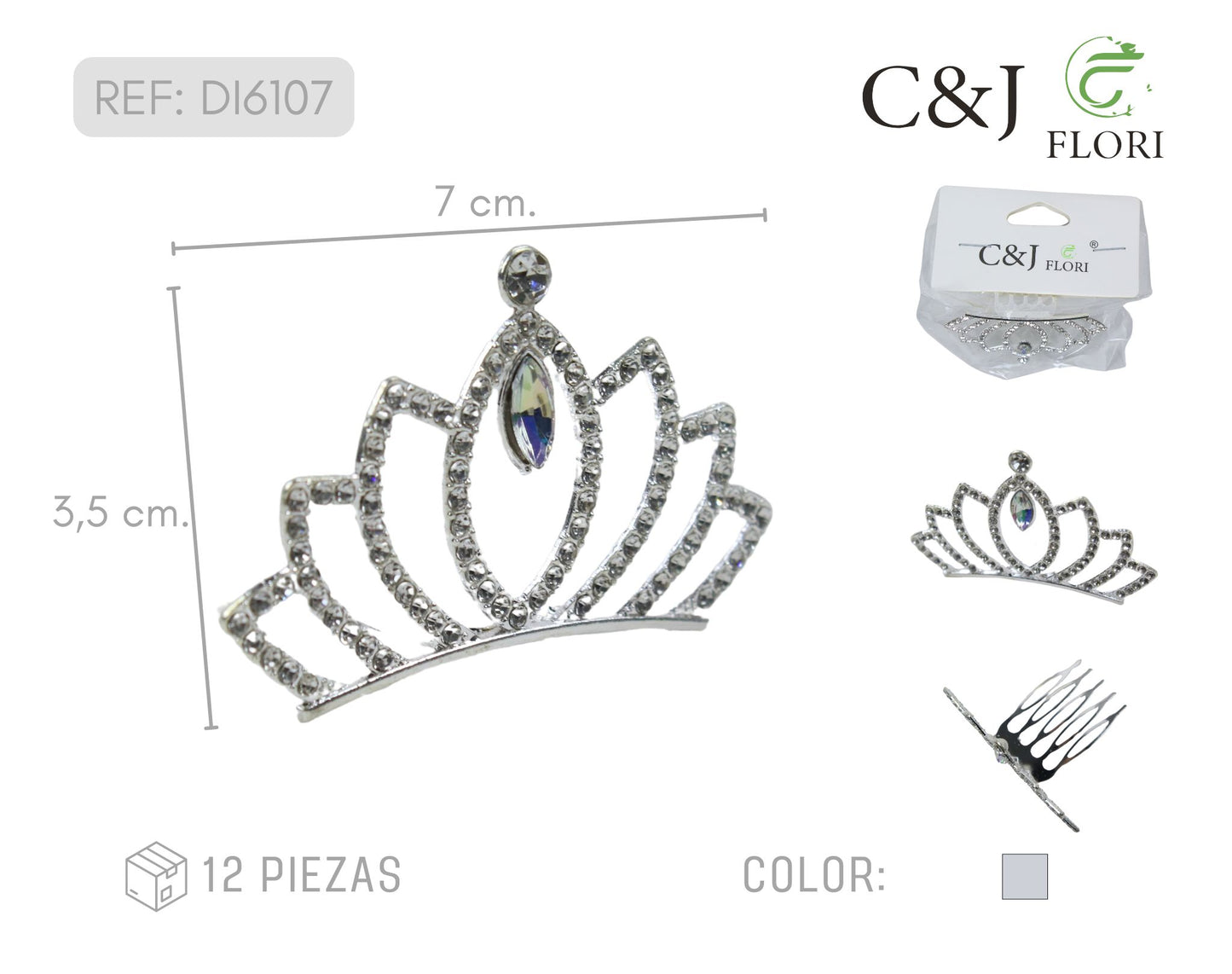 Docena De Elegantes Peineta Tiara de Diamantes de Fantasía Ideal Para Eventos Cumpleaños XV Fiesta