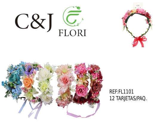 Corona con flores artificiales-FL1101