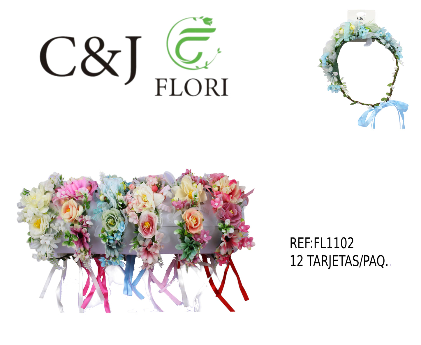 Corona con flores artificiales- Fl1102