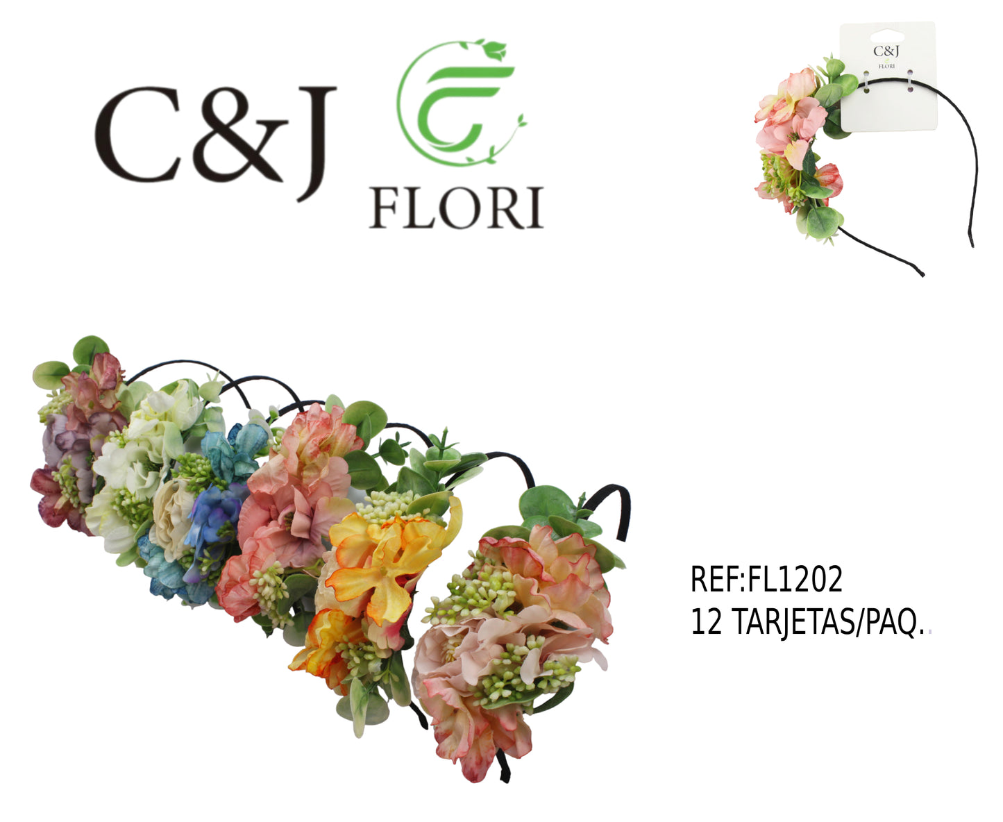 Diadema con flores artificiales-FL1202