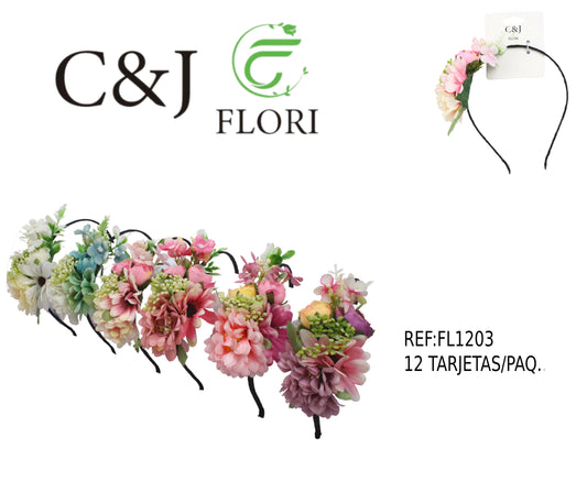 Diadema con flores artificiales-FL1203