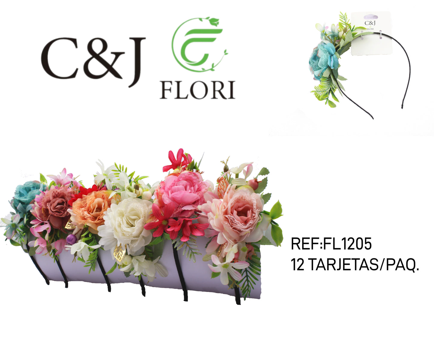 Diadema con diseño de flores artificiales- FL1205