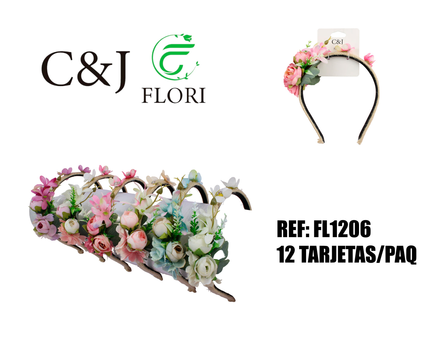 Diadema con flores artificiales-FL1206