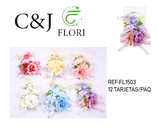 Broche, pin decorativo con flores artificiales- FL1503