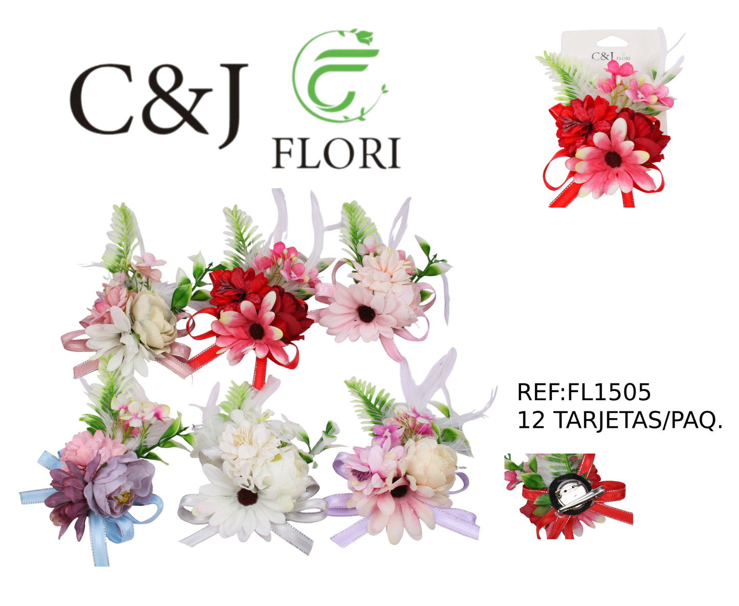 Broche, pin decorativo con flores artificiales-FL1505