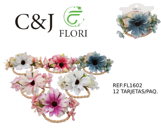 Liga para el cabello con flores artificiales-FL1602