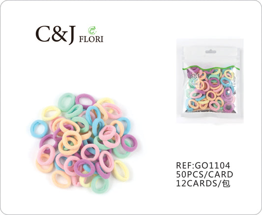 Docena de Paquete de 50 Ligas para el Cabello Básica Colores Pastel