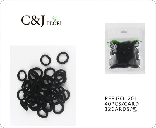 Docena de Paquete de 40 Ligas para el Cabello Básica Color Negro