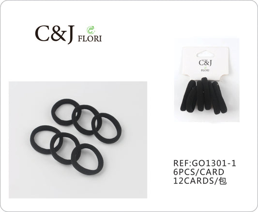 Docena de 6 Ligas Resistentes para el Cabello en Color Negro