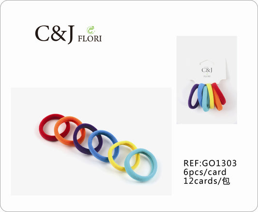 Docena de 6 Ligas Resistentes para el Cabello Colores Arcoíris