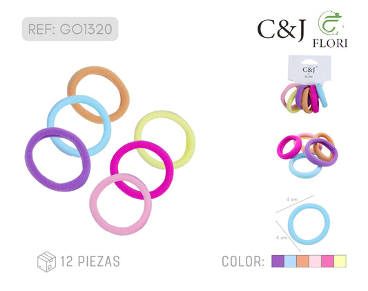 Docena de 6 Ligas Básicas Resistentes para el Cabello Colores