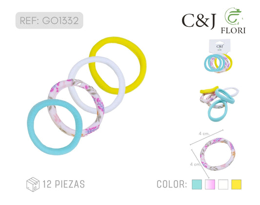 Docena de 6 Ligas Básicas Resistentes de 4 cm para el Cabello Multicolor