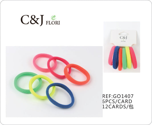 Docena de 6 Ligas Resistentes para el Cabello en Colores Fluorescentes