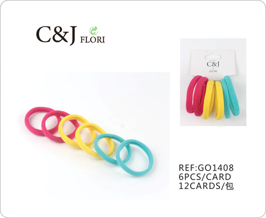 Docena de 6 Ligas Resistentes para el Cabello en Colores Primarios