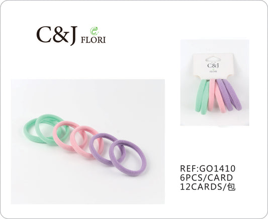 Docena de 6 Ligas Resistentes para el Cabello en Colores Pasteles