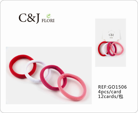 12 paquetes de 4 Ligas Grandes Resistentes para el Cabello en Tonos Rojos