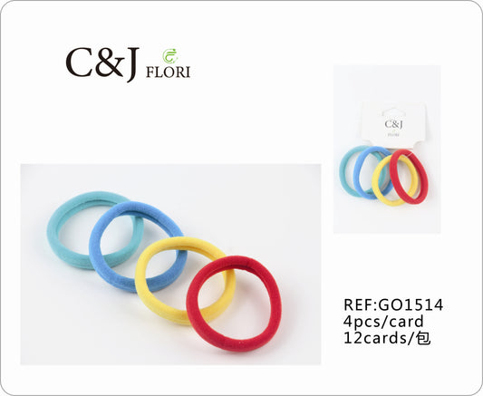 12 paquetes de 4 Ligas Grandes Resistentes para el Cabello en Colores Primarios