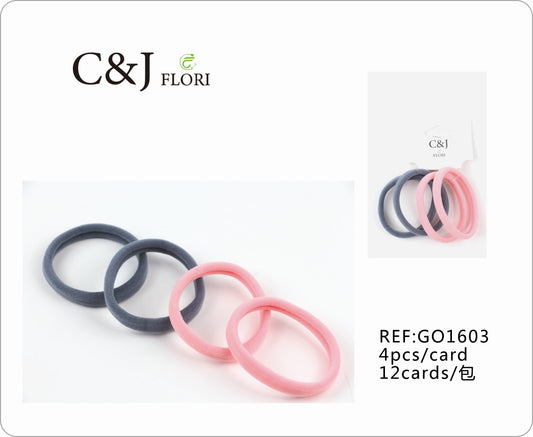 12 paquetes de 4 Ligas Grandes Resistentes para el Cabello en Gris y Rosa