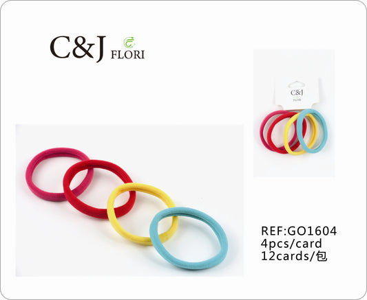 12 paquetes de 4 Ligas Grandes Resistentes para el Cabello en Colores Primarios