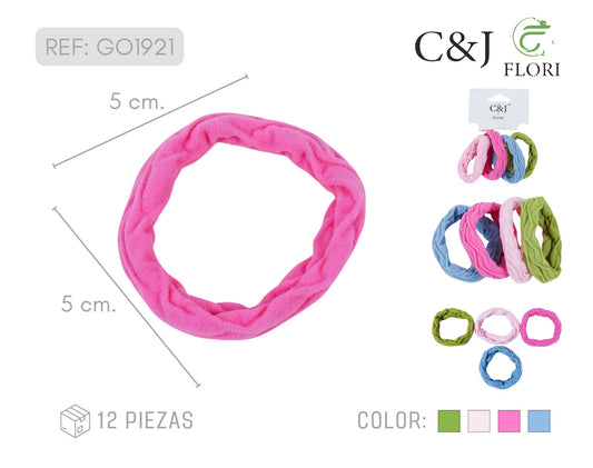 12 paquetes de 4 Ligas Texturizadas para el Cabello de Colores