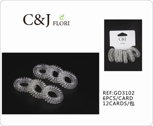 12 Paquetes de 6 Ligas para el Cabello Elásticas Set Cable Teléfono Espiral en Transparentes