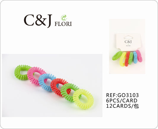 12 Paquetes de 6 Ligas para el Cabello Elásticas Set Cable Teléfono Espiral en Colores