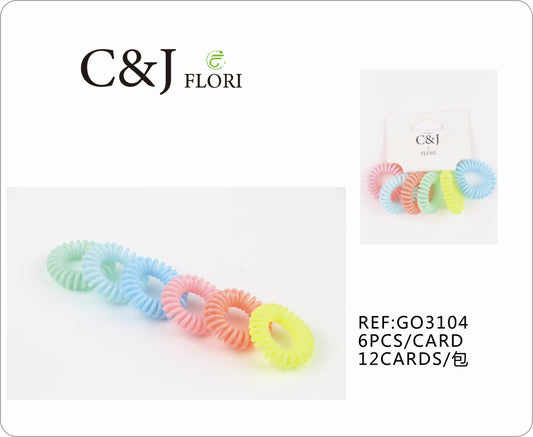 12 Paquetes de 6 Ligas para el Cabello Elásticas Set Cable Teléfono Espiral en colores pastel