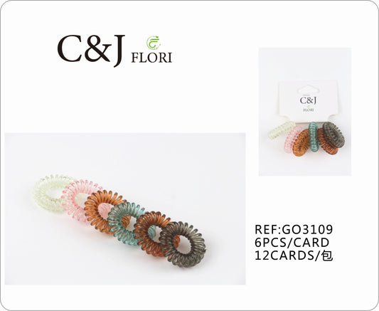 12 Paquetes de 6 Ligas para el Cabello Elásticas Set Cable Teléfono Espiral en Colores Neutros