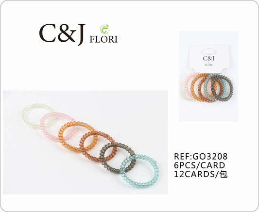 12 Paquetes de 6 Ligas para el Cabello Grande de Cable Teléfono Espiral Colores Neutros