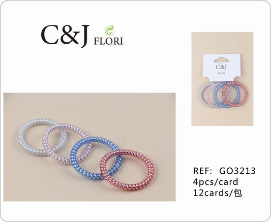 12 Paquetes de 6 Ligas para el Cabello Grande de Cable Teléfono Espiral Colores Tornasol