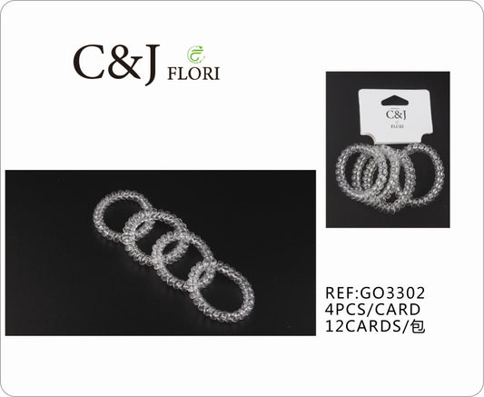 12 Paquetes de 4 Ligas para el Cabello Elásticas Set Cable Teléfono Espiral Transparente