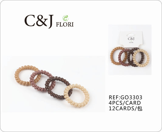 12 Paquetes de 4 Ligas para el Cabello Elásticas Set Cable Teléfono Espiral en Colores Neutros