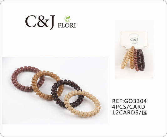 12 Paquetes de 4 Ligas para el Cabello Elásticas Set Cable Teléfono Espiral Tonos Marrón